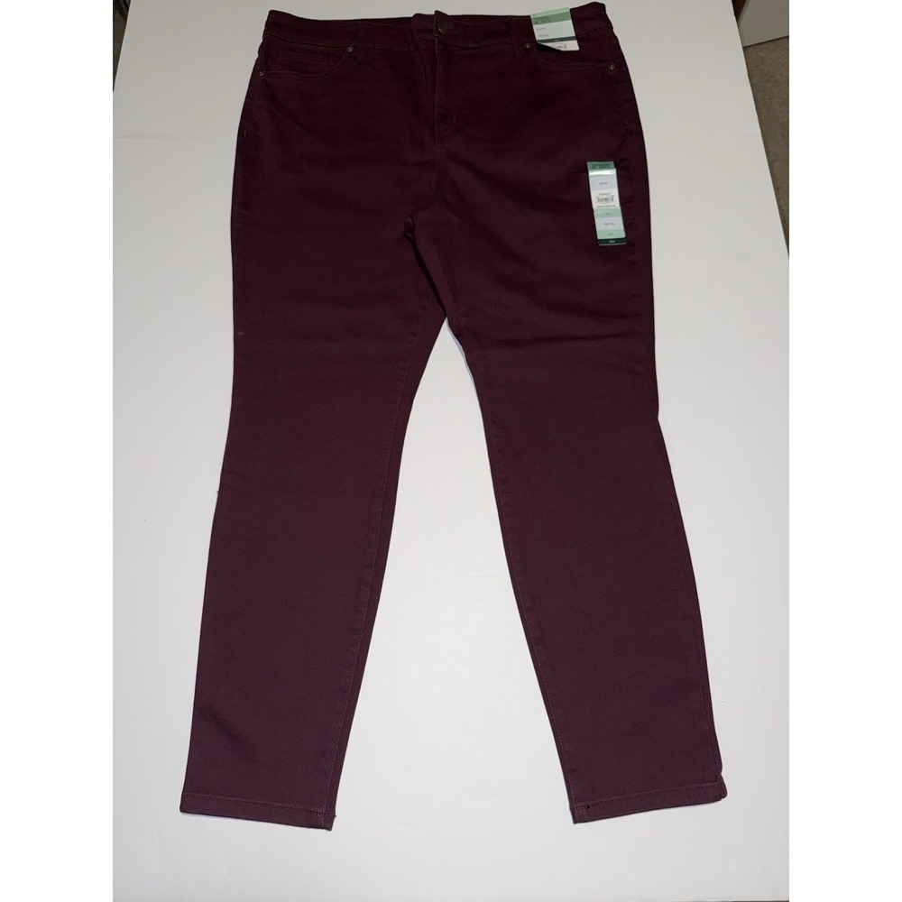 Terra & Sky Women 18W Jeans High Rise Skinny Plum Purple Stretch Pants Fall NWT